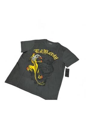 Ed Hardy black & yellow dragon graphic tee